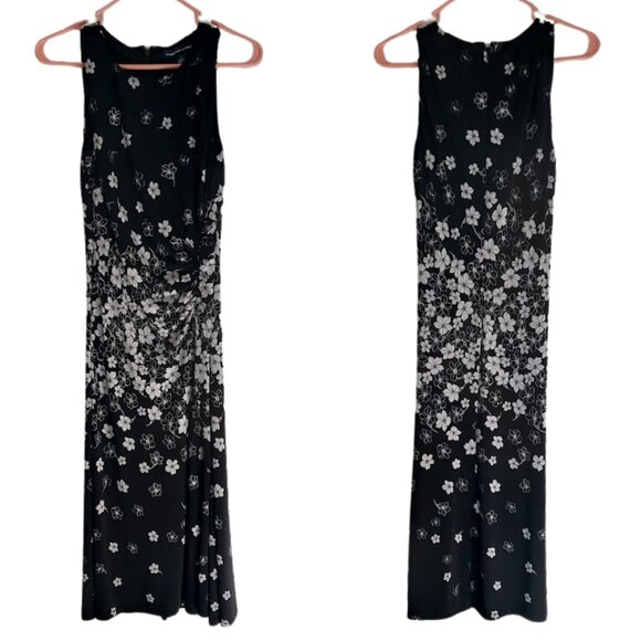 Ralph Lauren's American Living Women Fit & Flare Black/White Floral Midi Dress 6 - Picture 4 of 12